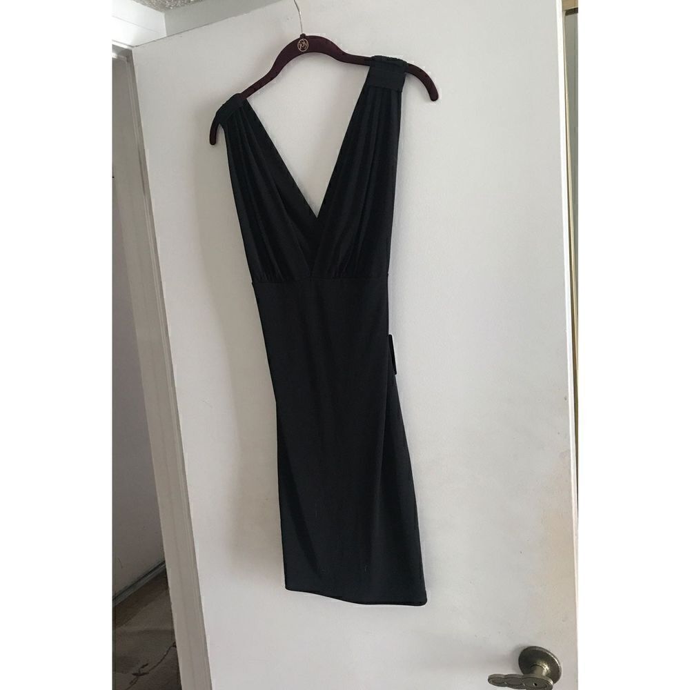 NWT~Express Black Plunge Wrap Cocktail Dress Sz Medium